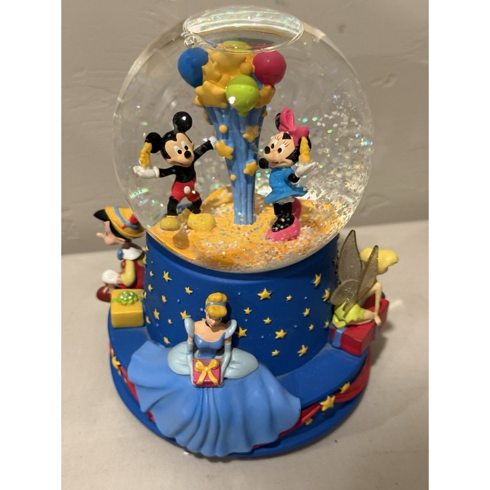 Disney Musical Birthday Water Snow Globe Walts 100th Hallmark 2001 Mickey Minnie
